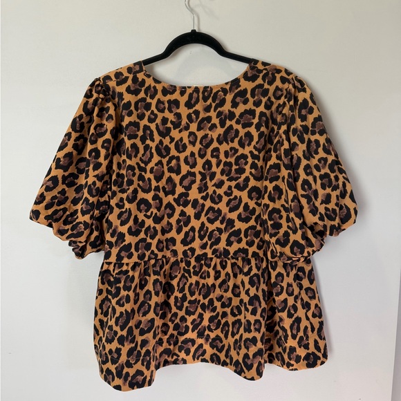 Entro 1XL Cheetah Print Bow Blouse - Picture 3 of 6